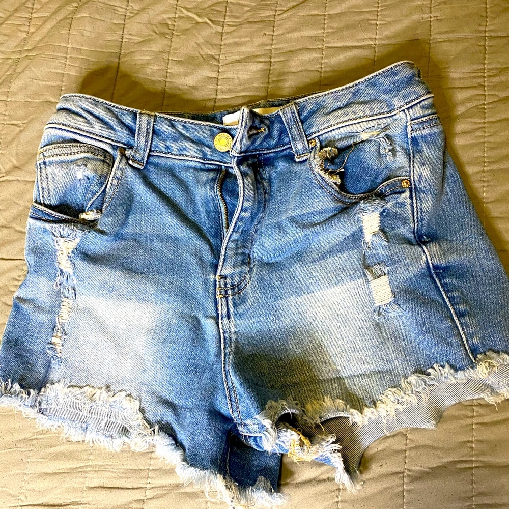 High waisted denim shorts